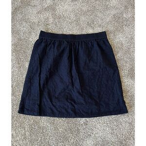 Talbots Women Skirt Black Cotton Embroidered Elastic Waist size M